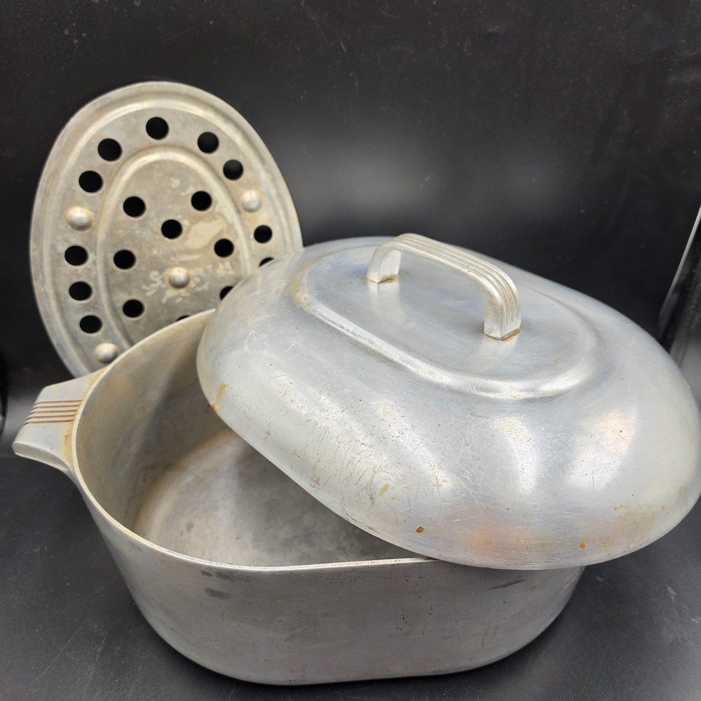 Vintage Wagner Ware Sidney O Magnalite 4265 P Roaster w/ Lid & Rack Excellent